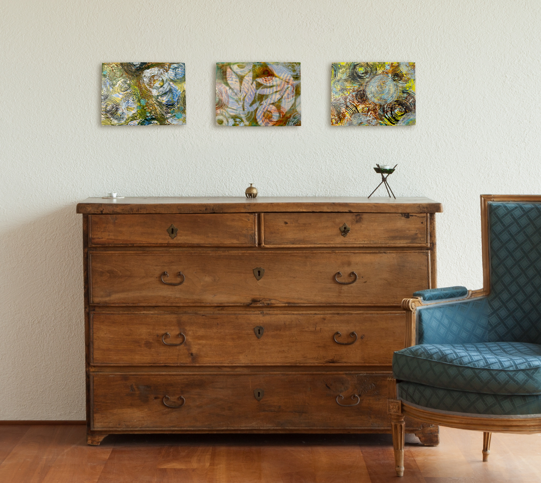 mock up of home space with painting on the wall